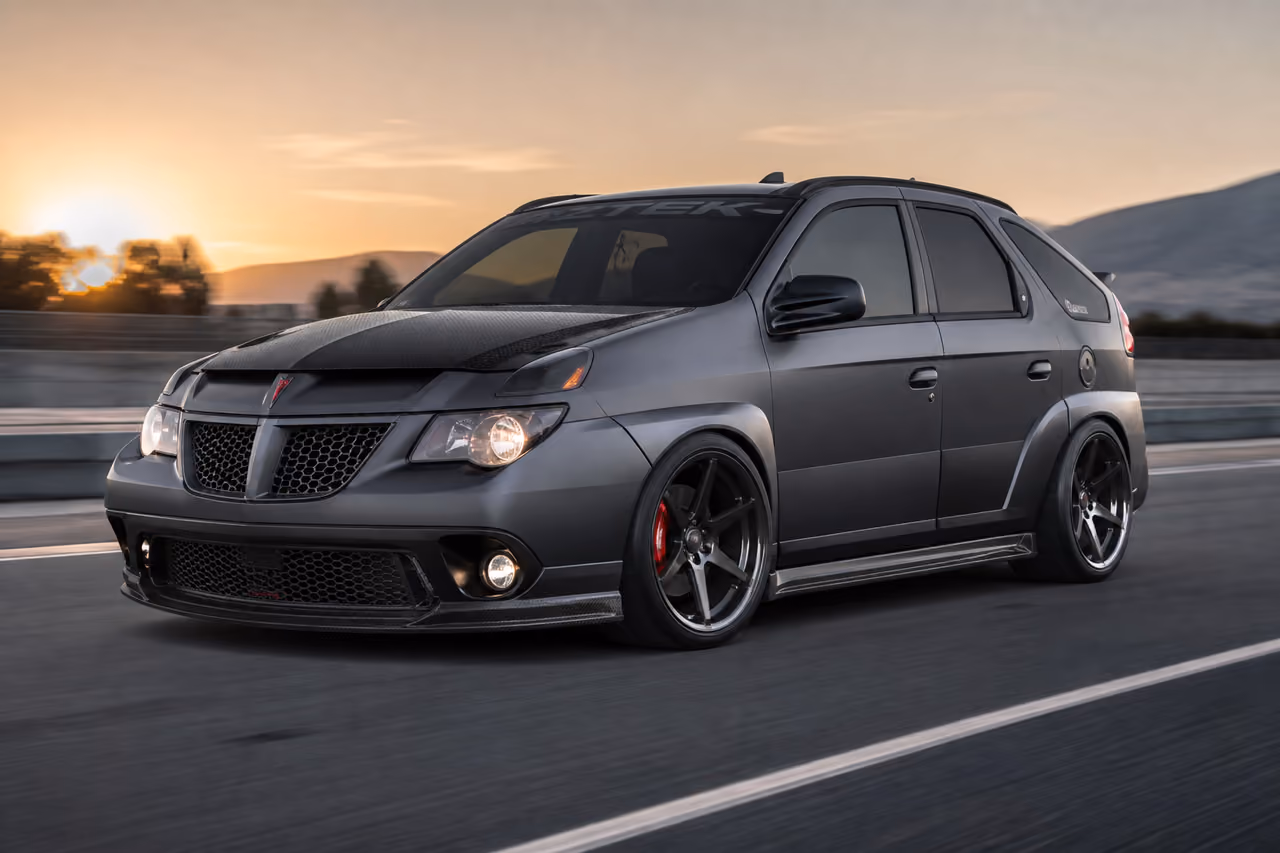 Modified Pontiac Aztek with Performance Upgrades on a Test Track
