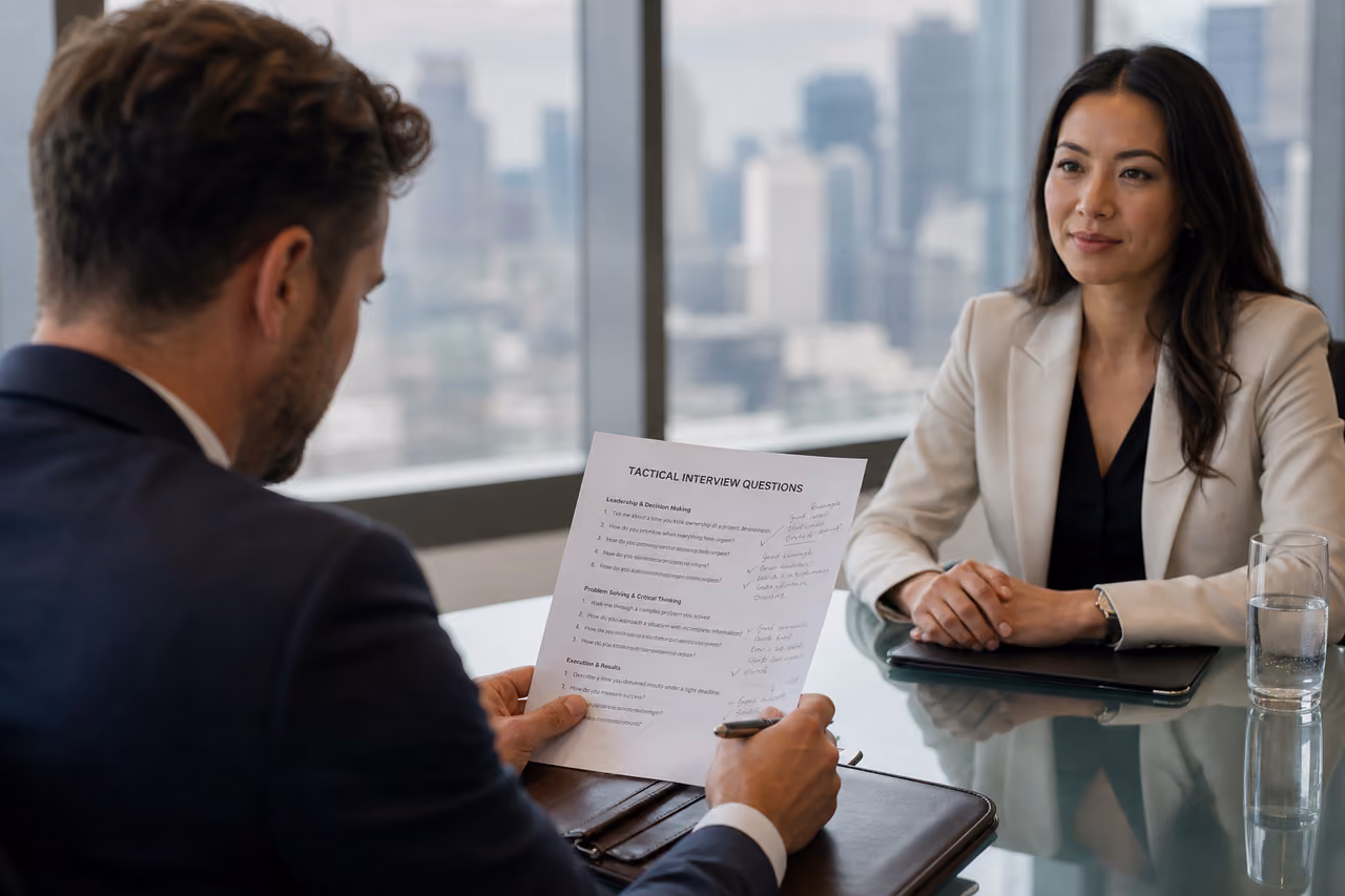 Hiring Manager Asking Tactical Interview Questions to Candidate