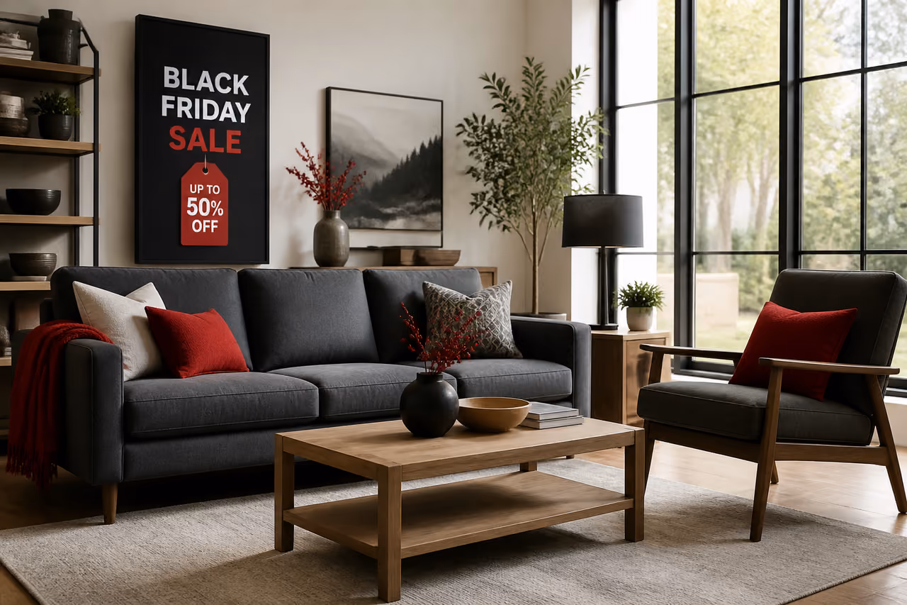 Modern Living Room Furniture Set Up for Black Friday Sale