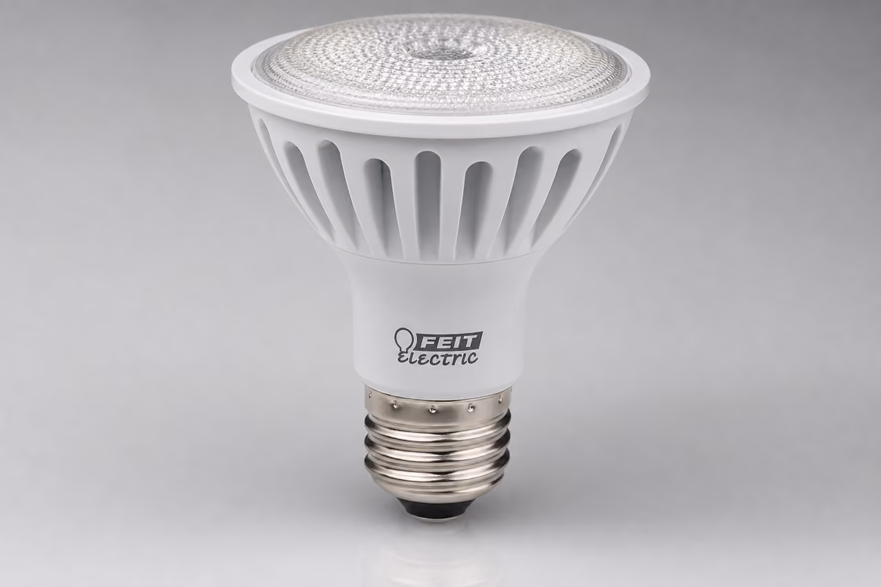 Feit Electric Par20 LED Bulb on White Studio Background
