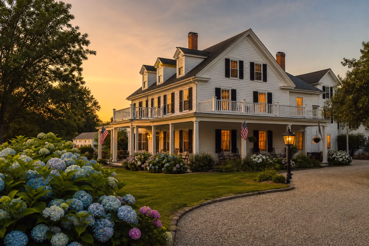 Historic Garrison House Inn with Colonial Architecture and Porch