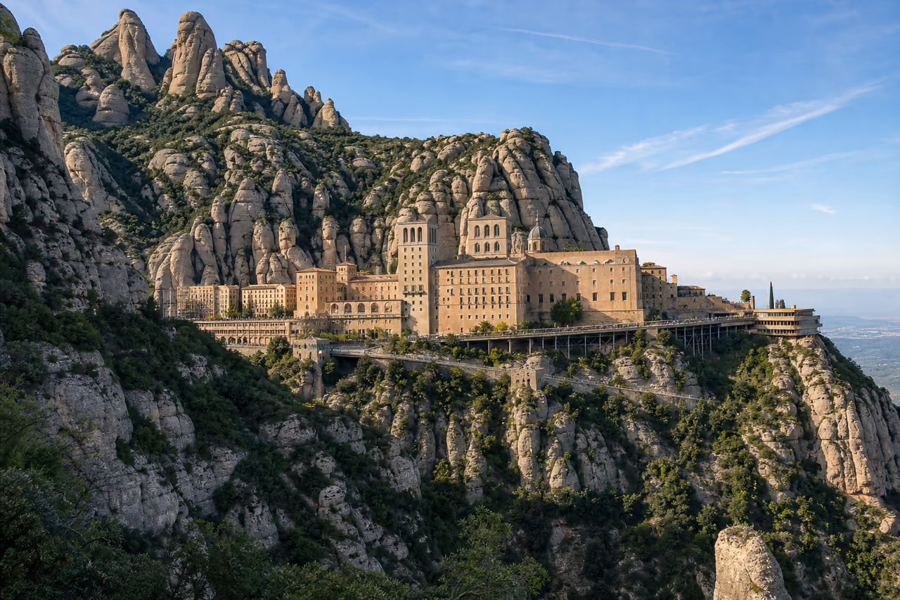 Benedictine Monastery of Montserrat Perched on Jagged Mountain Peaks