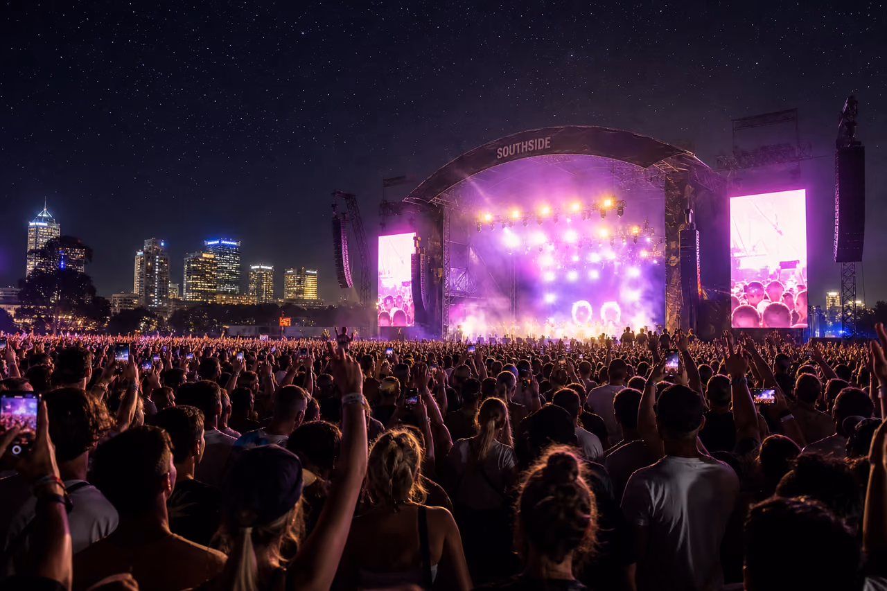 Crowd at an Outdoor Music Concert in Perth