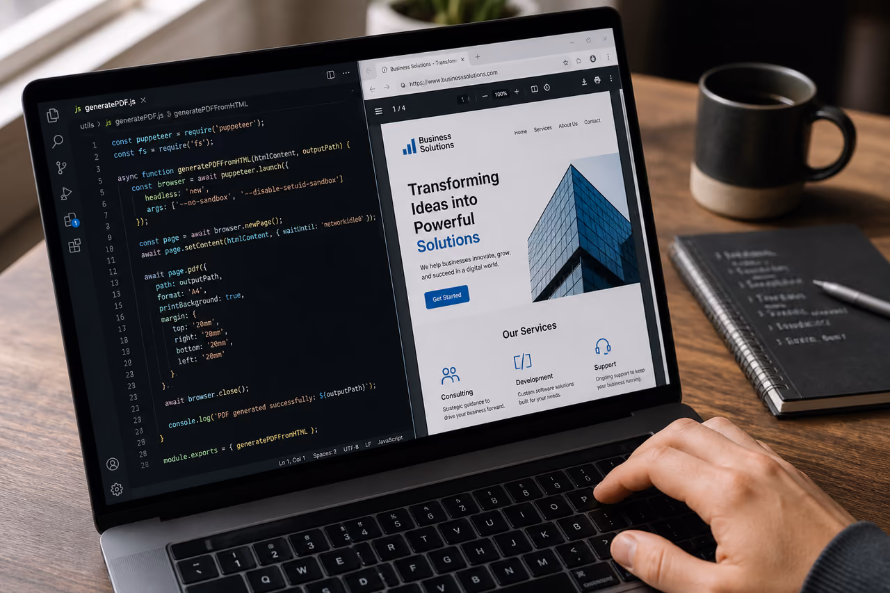 Developer Converting a Webpage to PDF Using Javascript