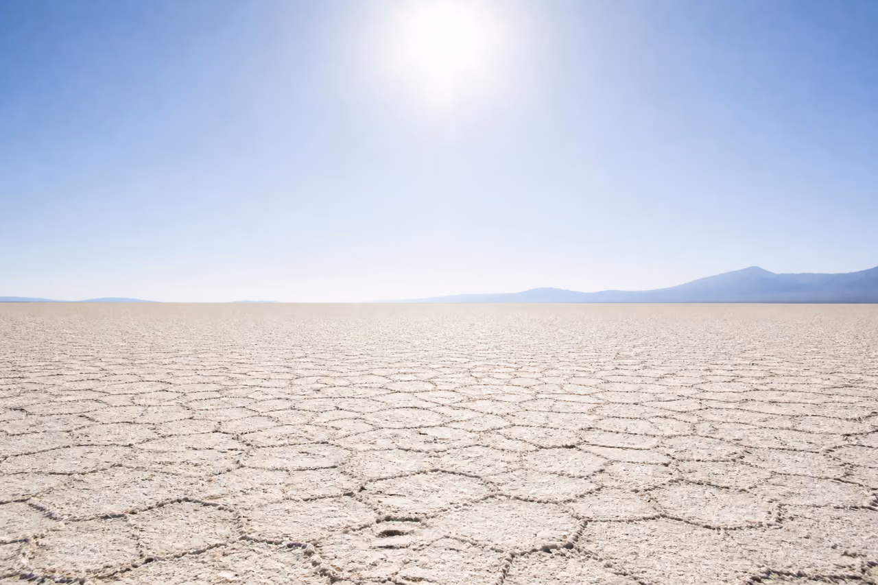 Desolate Salt Flat Under a Scorching Sun