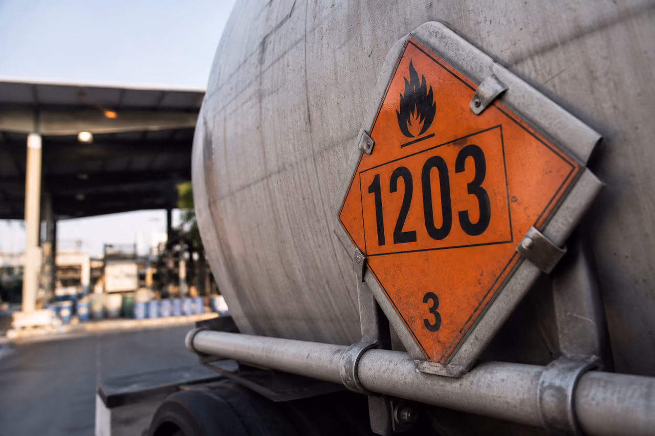 Hazardous Material Number Placard on Industrial Transport Tanker