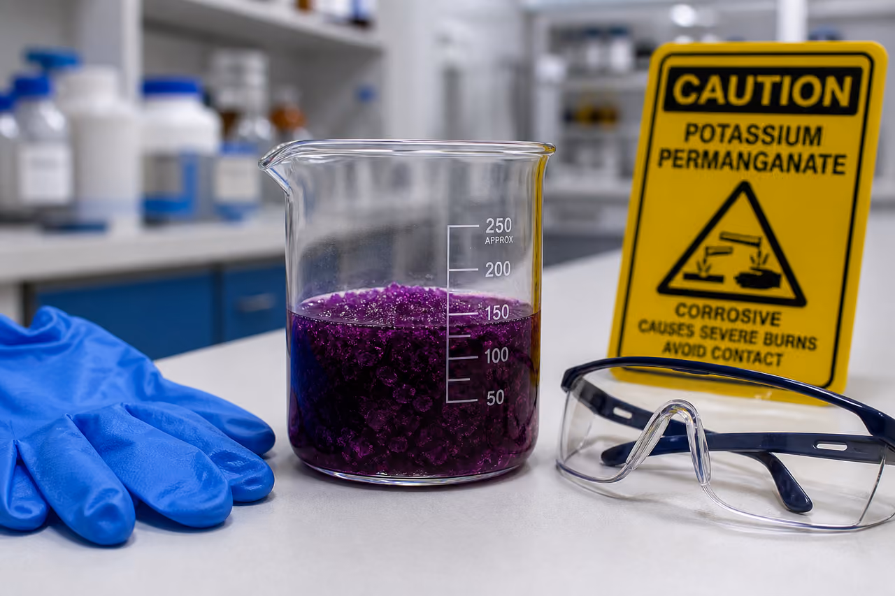 Laboratory Safety Equipment and Potassium Permanganate Solution