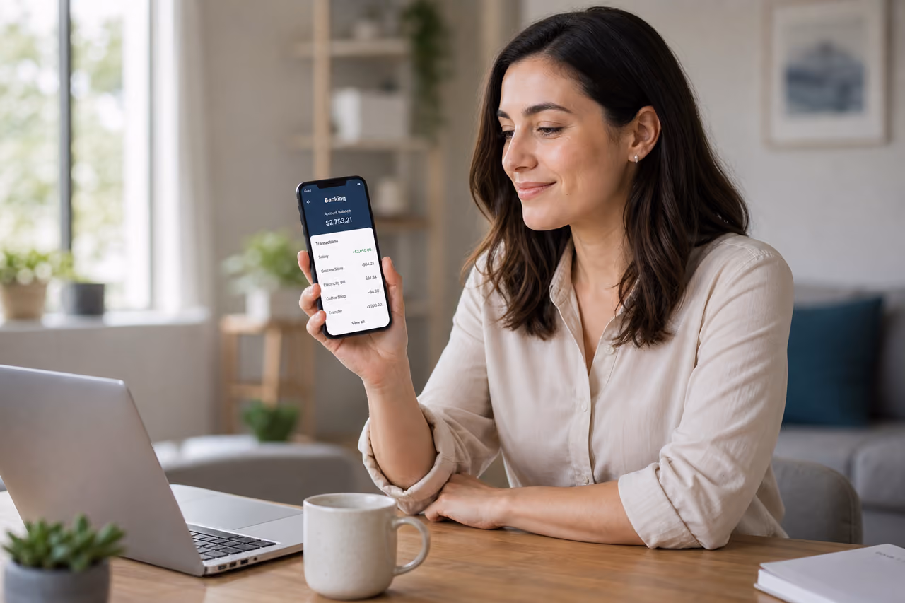 Woman Opening a Digital Banking Account on Her Smartphone
