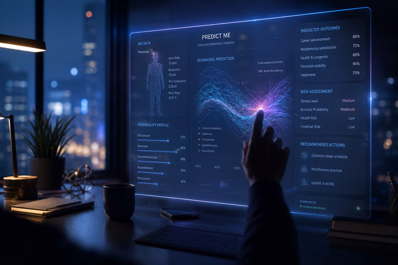 Holographic Predictive Analytics Interface on a Modern Desk