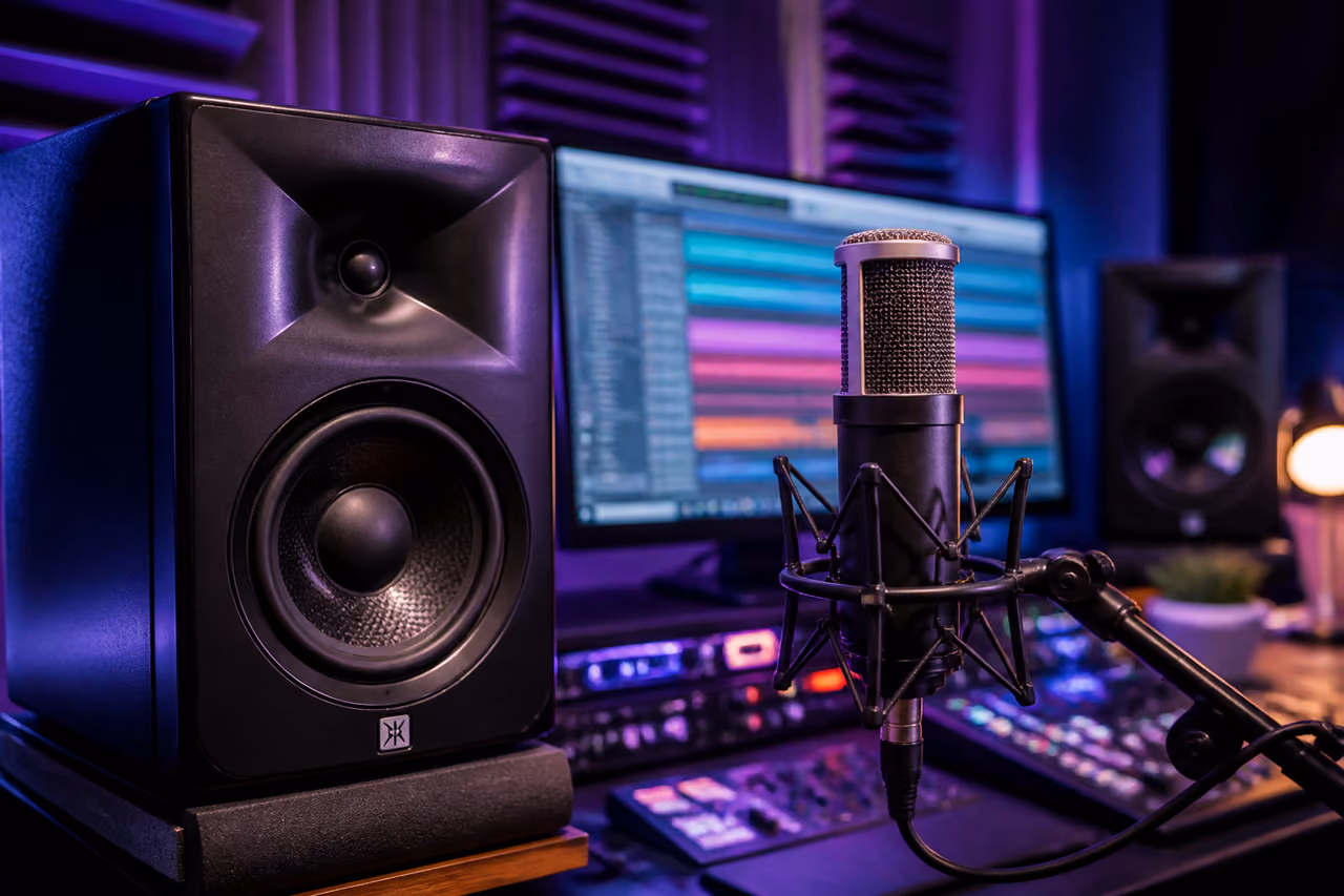 Professional Audio Equipment in a Modern Music Studio