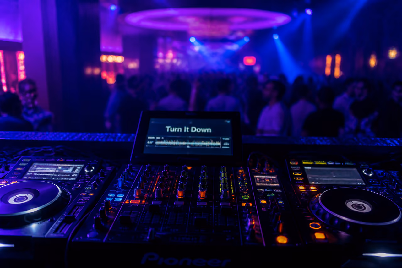 Professional Dj Mixer in a Neon Lit Nightclub