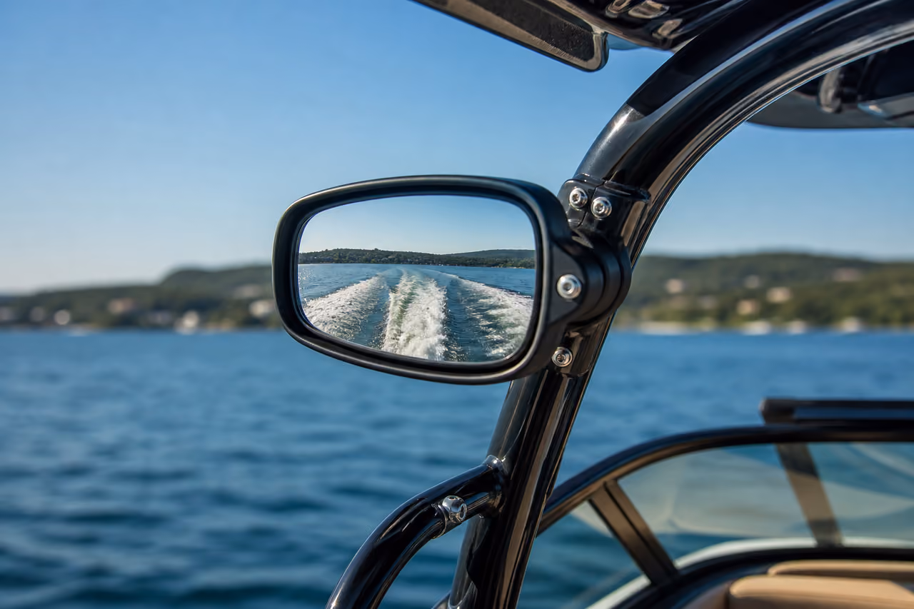 Convex Wakeboard Boat Tower Mirrors on a Luxury Tow Boat