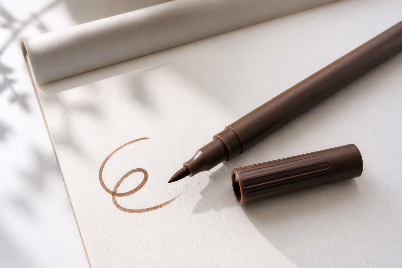 Brown Flair Pen Resting on Textured Sketch Paper