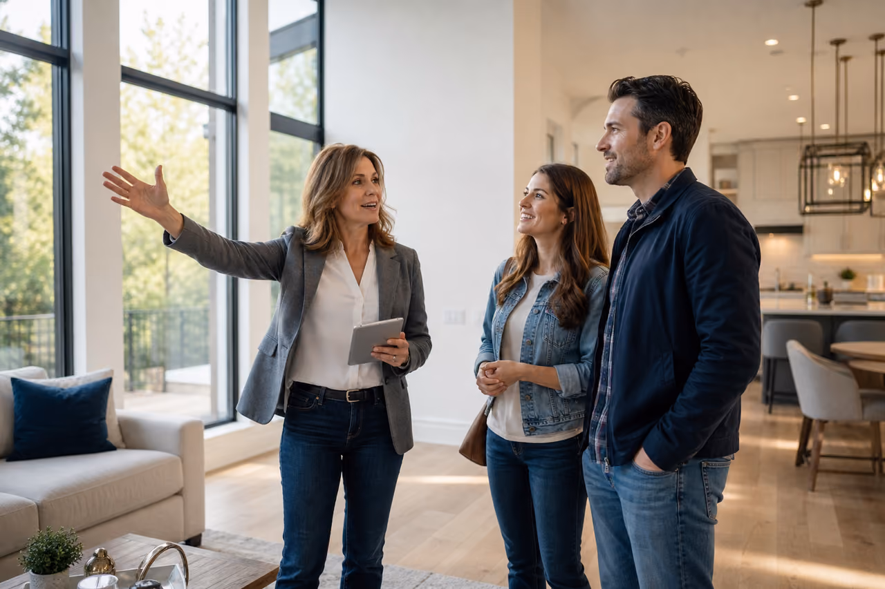 Real Estate Agent Showing New Construction Home to Couple
