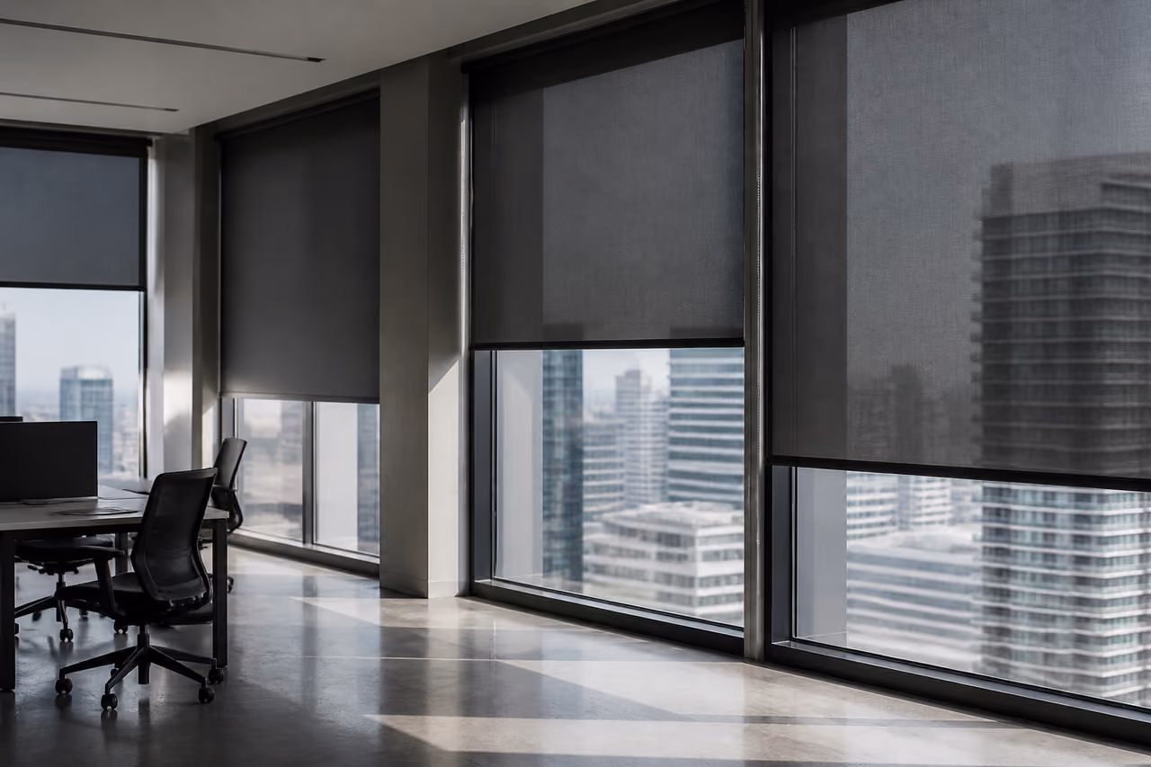 Modern Axis Labs Blinds in a Minimalist Office