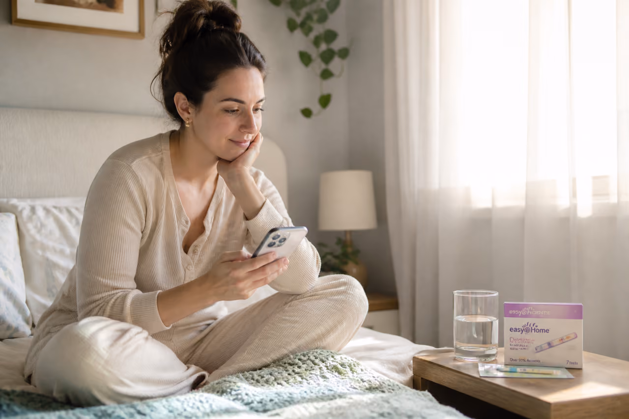 Woman Using Smartphone App to Track Ovulation Cycle