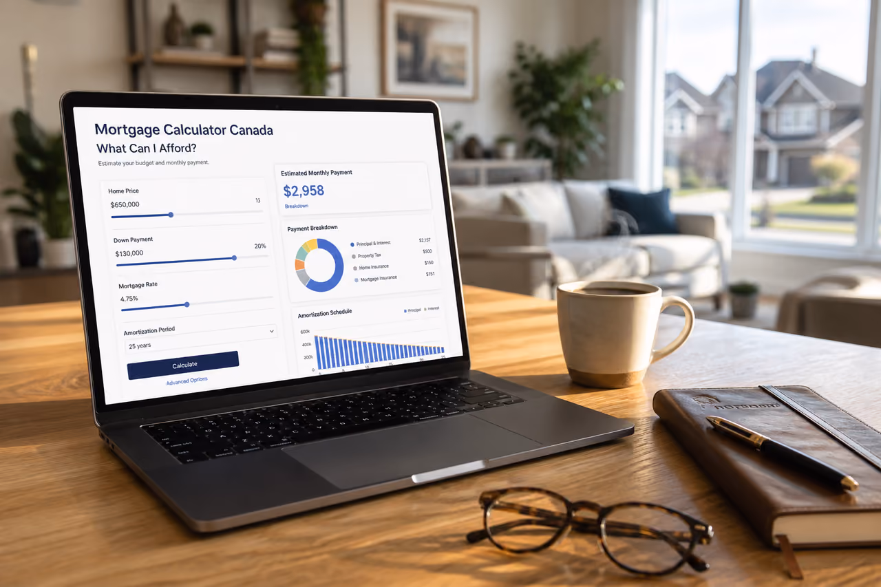 Person Using Mortgage Calculator for Canadian Home Affordability