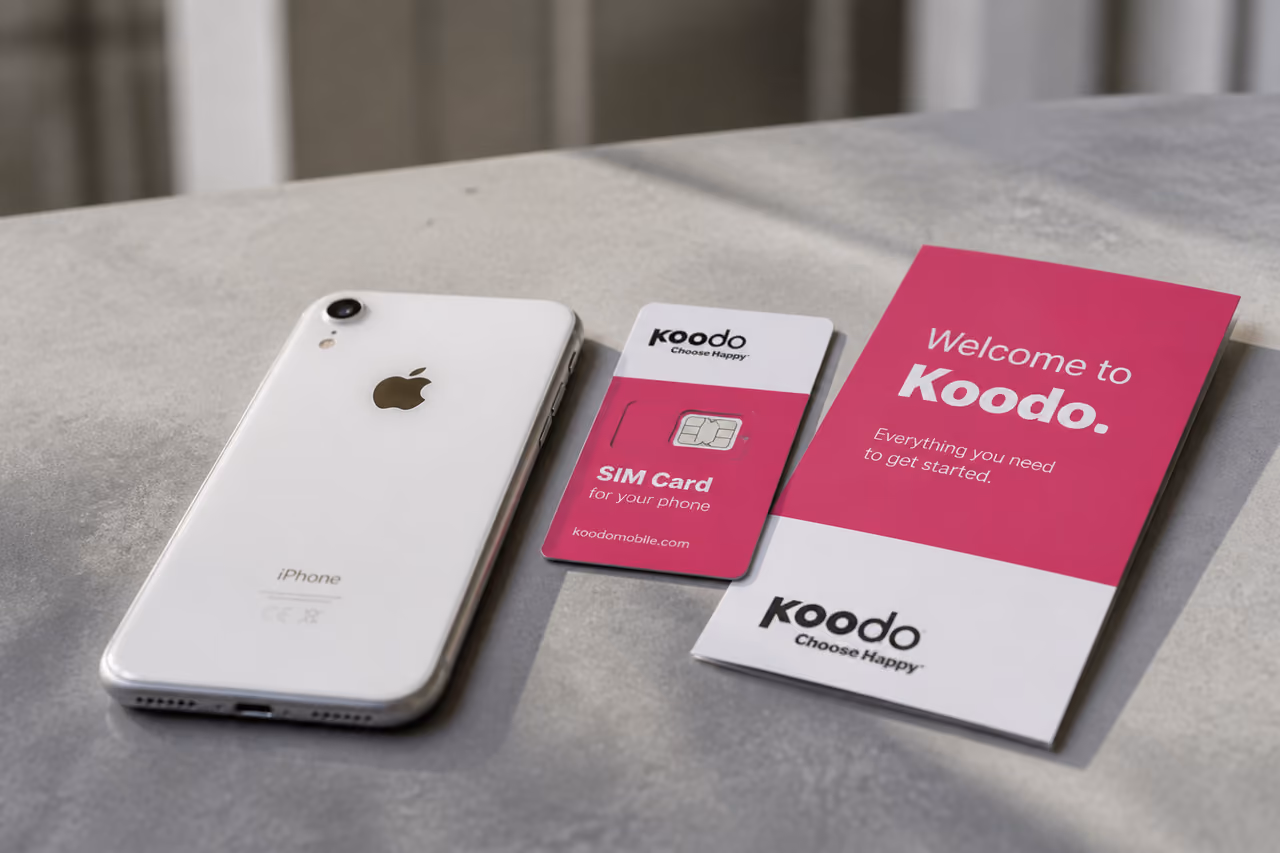 White Iphone Xr with Koodo Sim Starter Kit