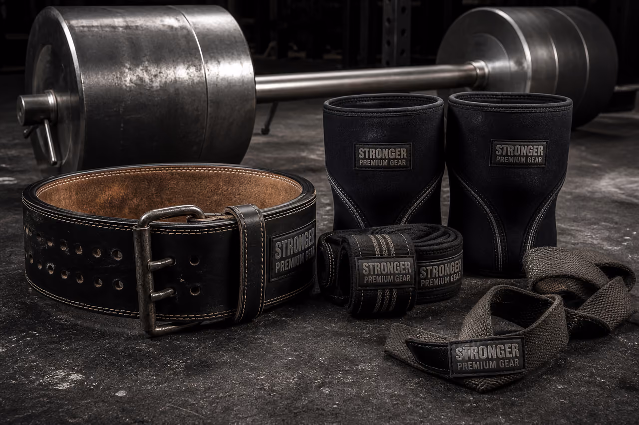 Professional Strongman Accessories Arranged on Industrial Concrete Floor