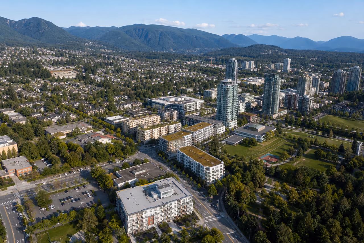 Aerial View of Urban Residential Areas in Coquitlam