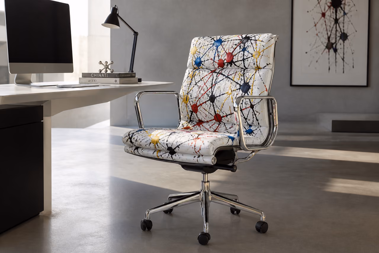 Pollock Executive Chair with Abstract Splatter Pattern in Modern Office