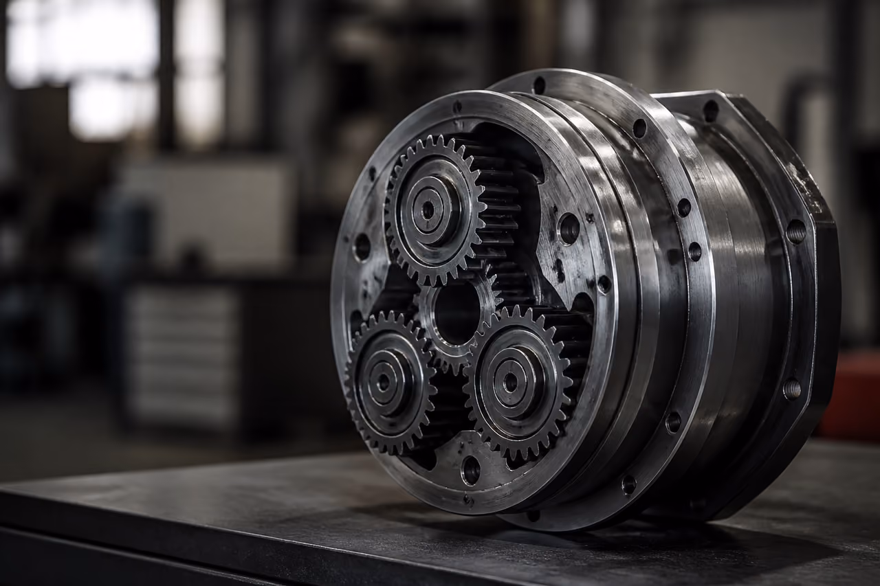 Precision Mavor Industrial Component on a Metallic Workbench