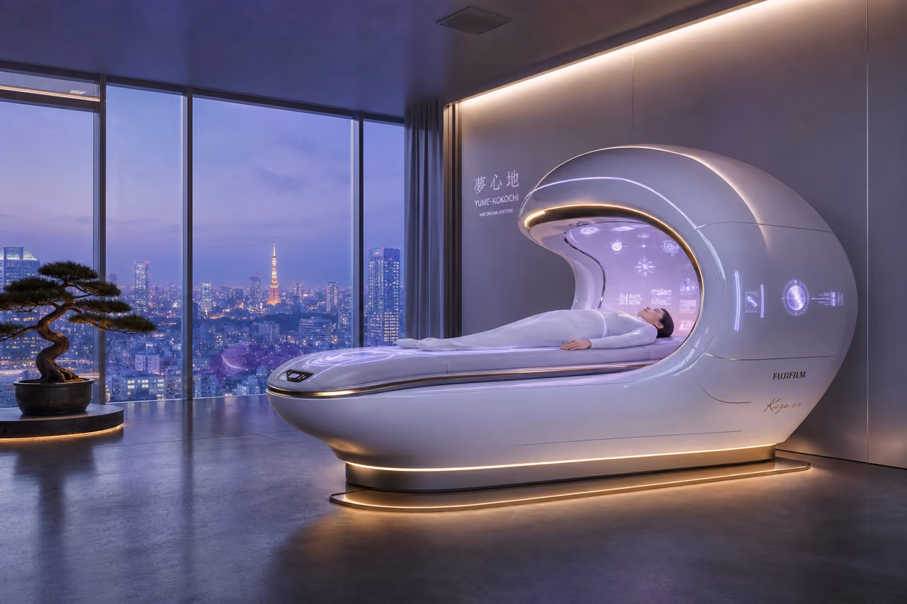 Futuristic Japanese Mri Dream Machine in a Minimalist Clinic