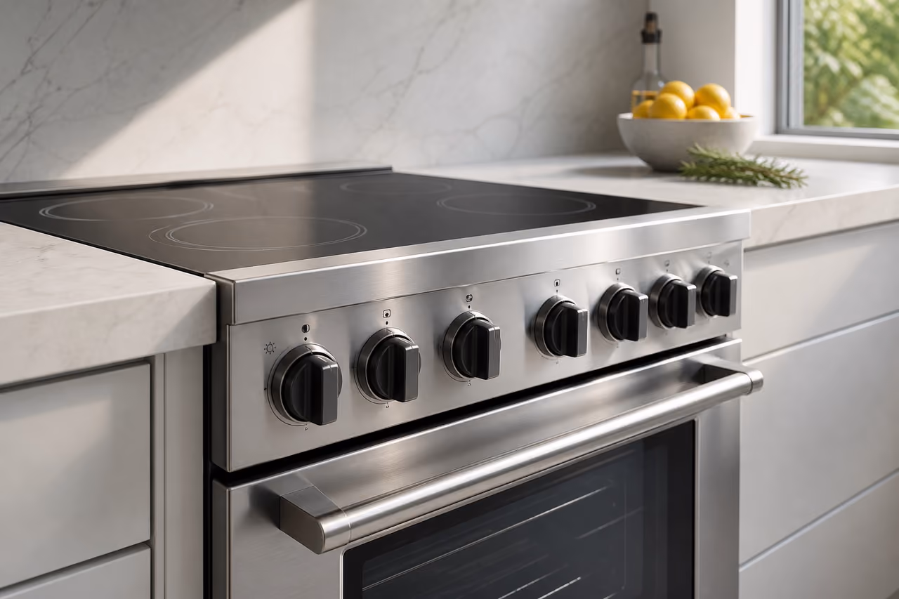 Modern Mabe Allen Stainless Steel Range in Contemporary Kitchen