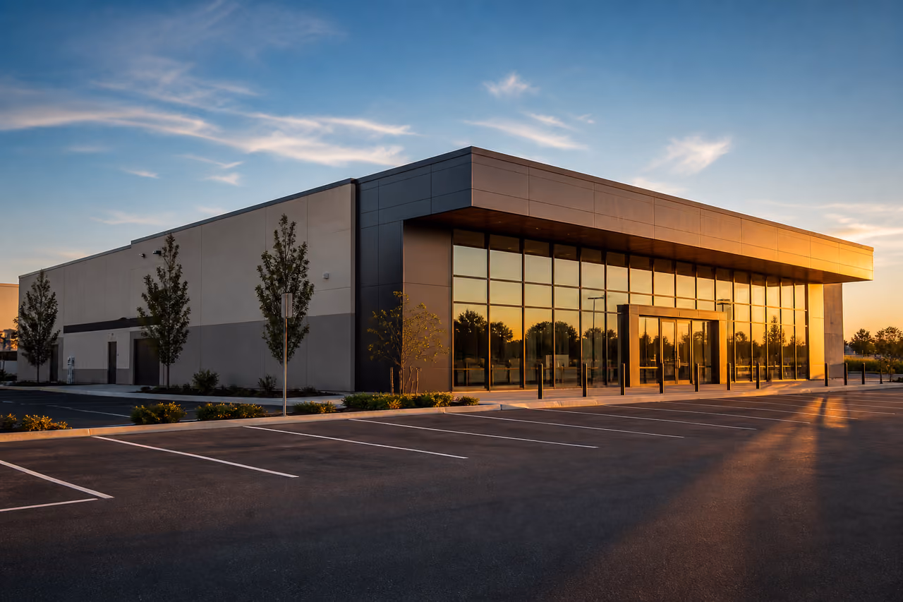Modern Commercial Retail Building and Parking Lot in Sunset Valley