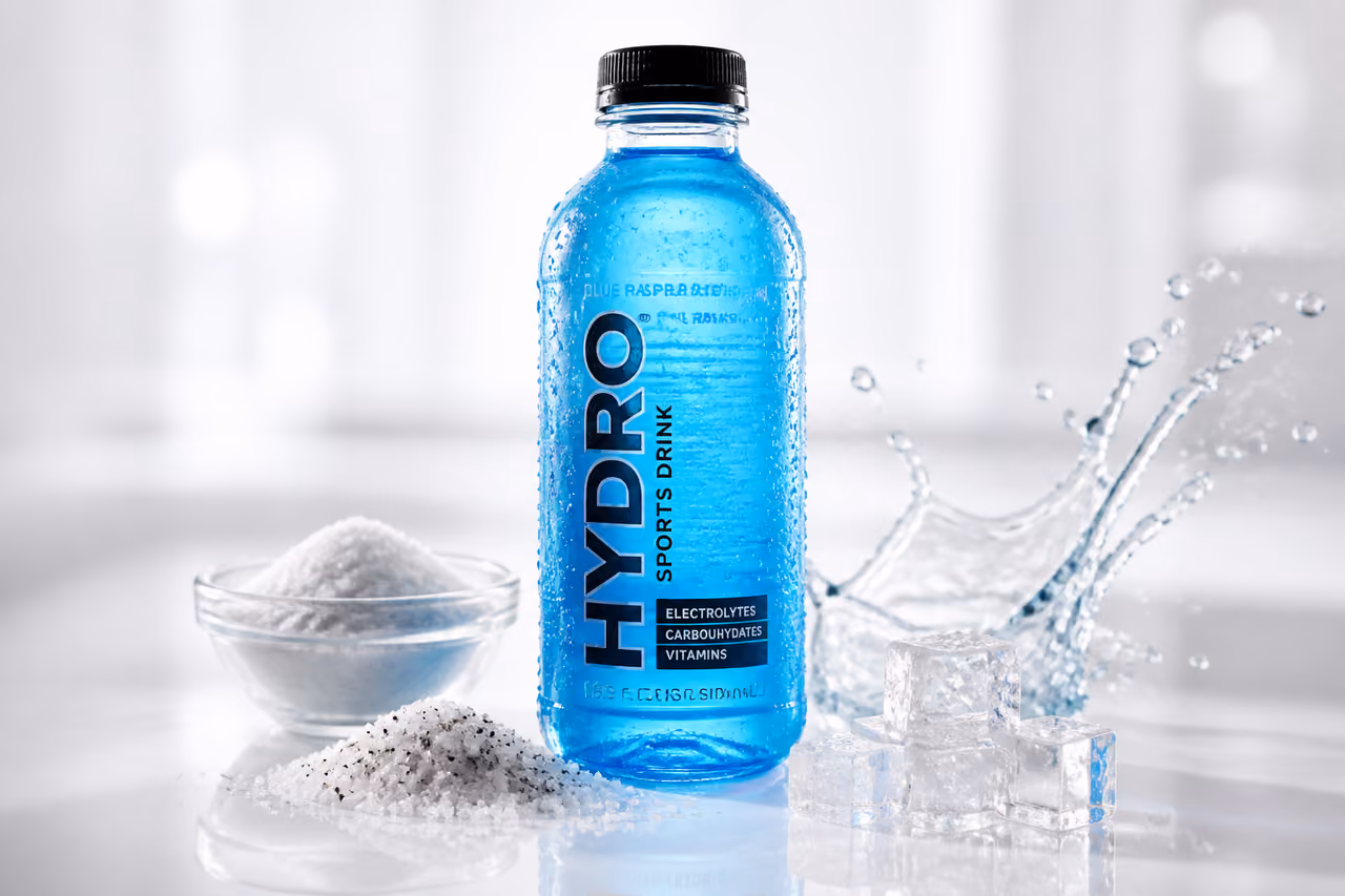 Blue Sports Drink with Electrolytes and Sugar Ingredients