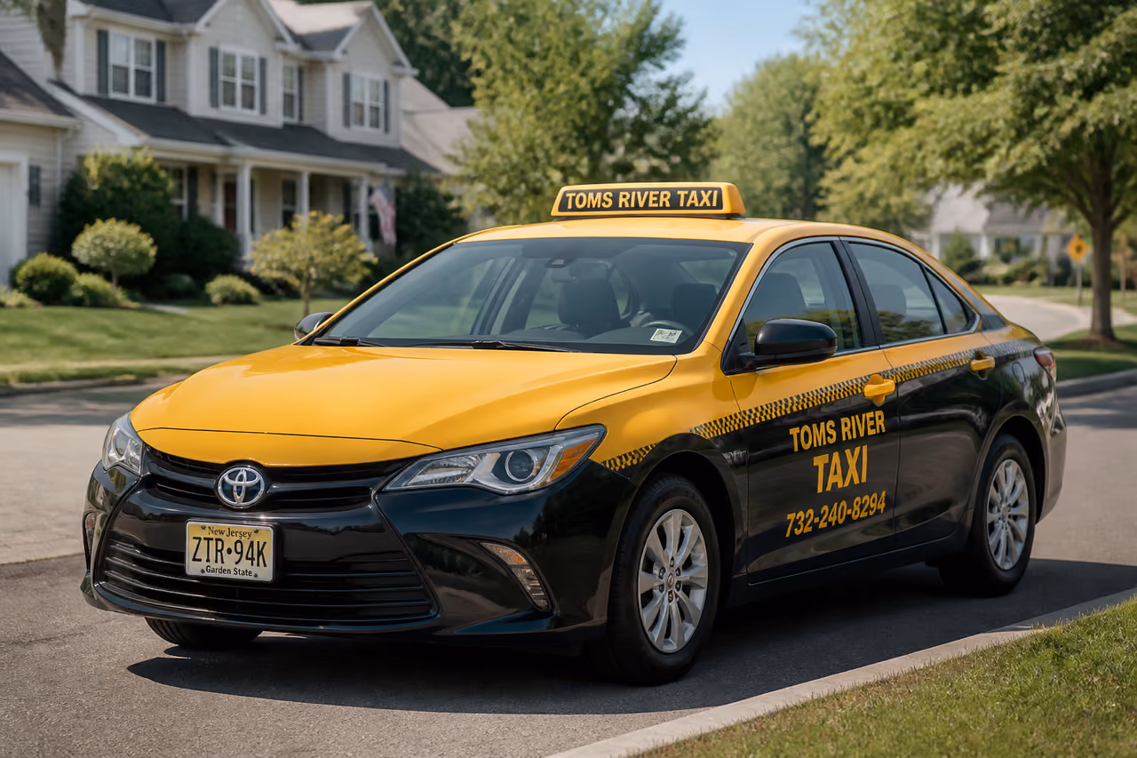 Yellow Taxi Cab Parked on a Toms River Residential Street
