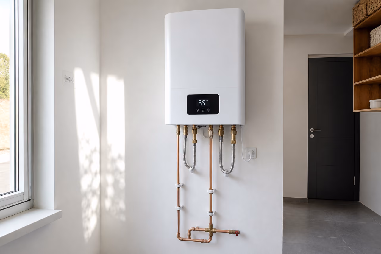 Worcester Bosch Electric Boiler Installed in Modern Utility Room