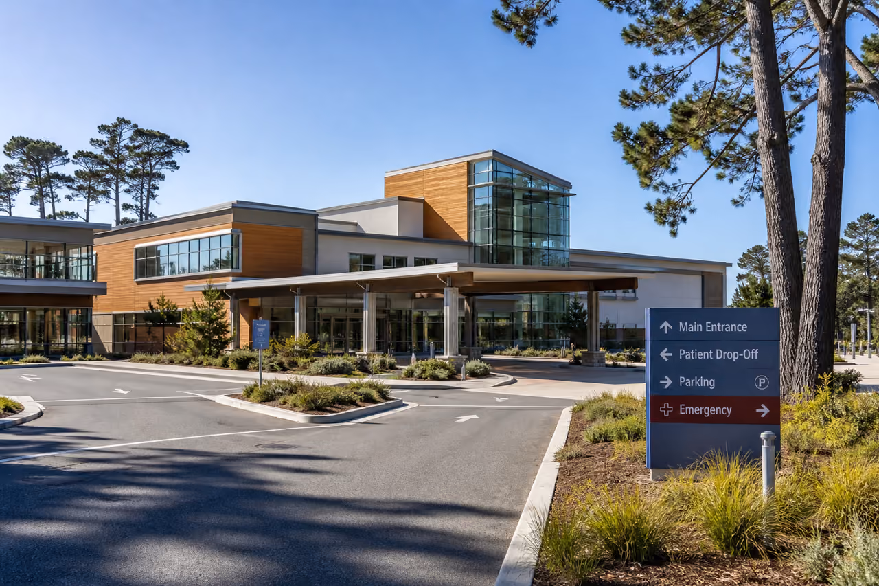 Modern Exterior and Entrance of a Regional Community Hospital Facility