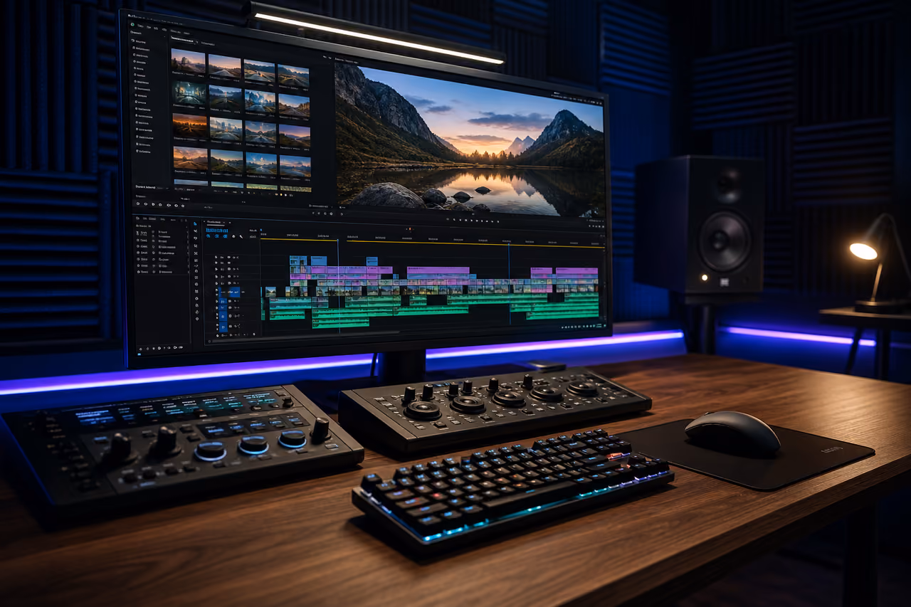 Professional Video Editing Suite with 4K Timeline Display