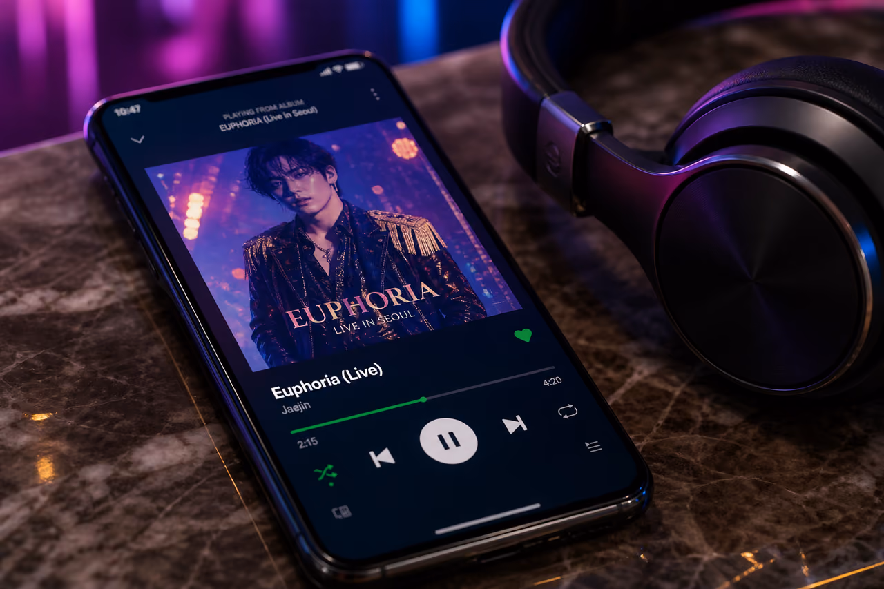 Digital Music Player Displaying Pop Album on Smartphone