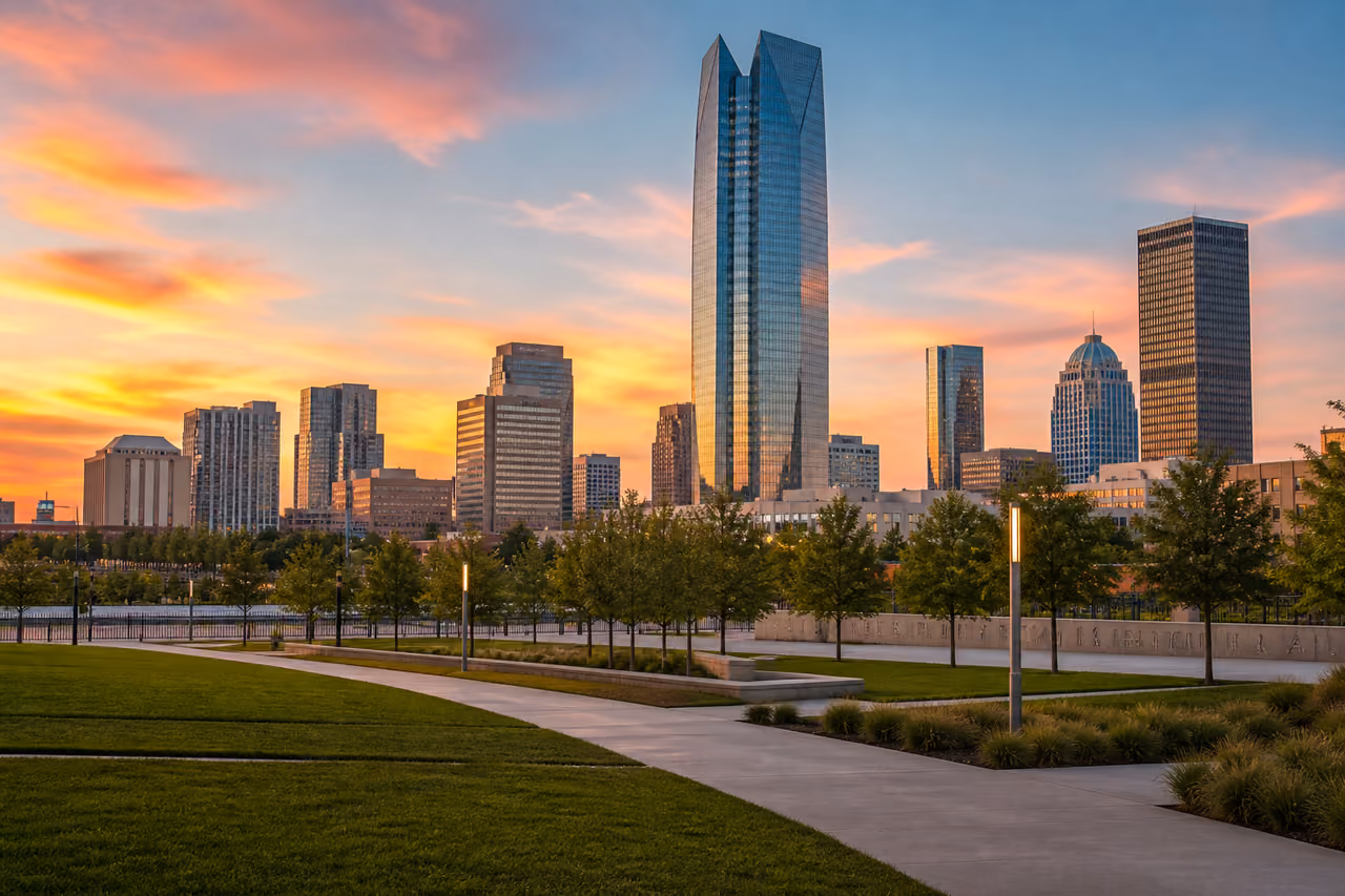 Oklahoma City Skyline with Devon Tower at Sunset