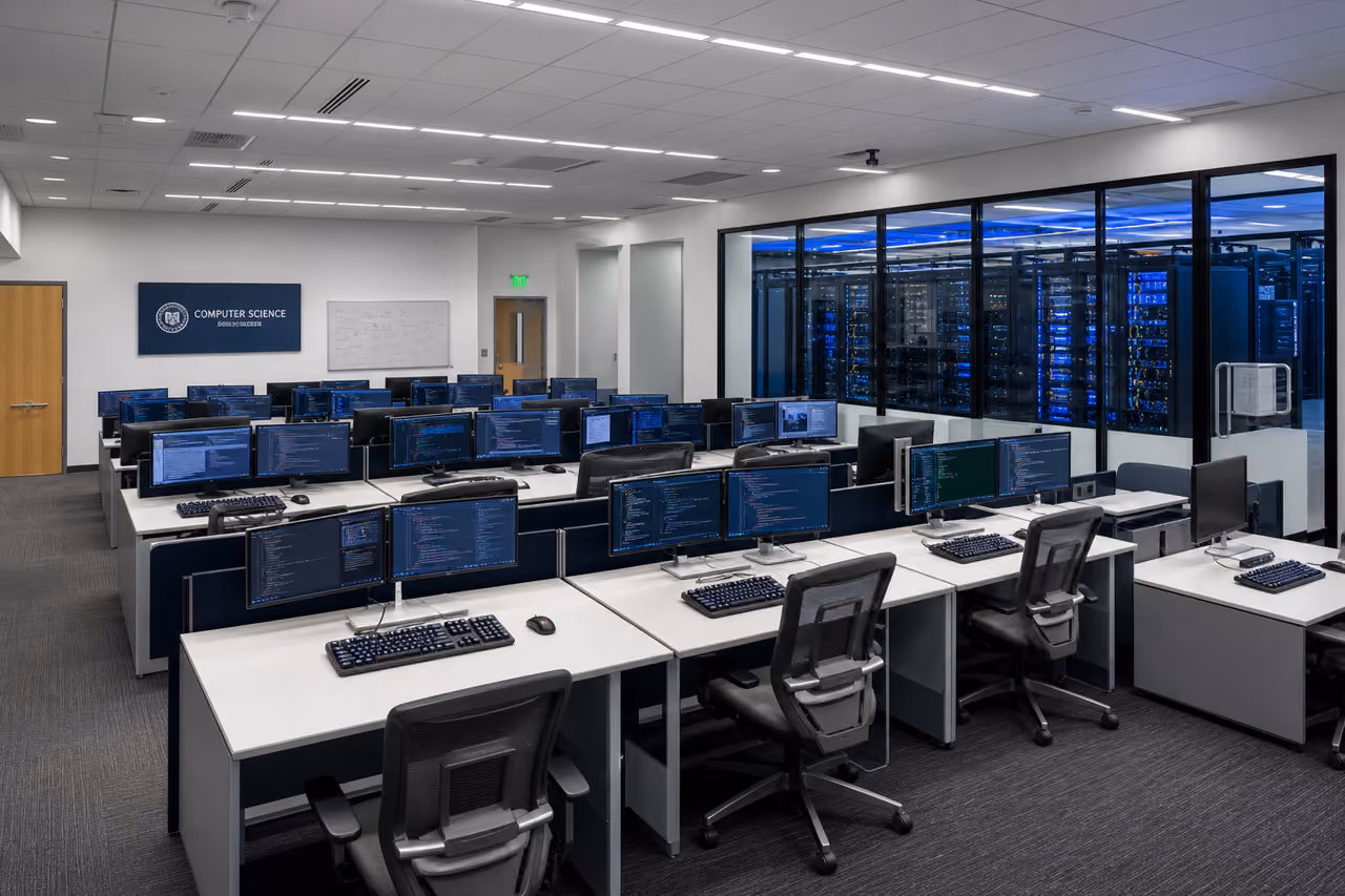 Modern University Computer Lab with High Performance Workstations