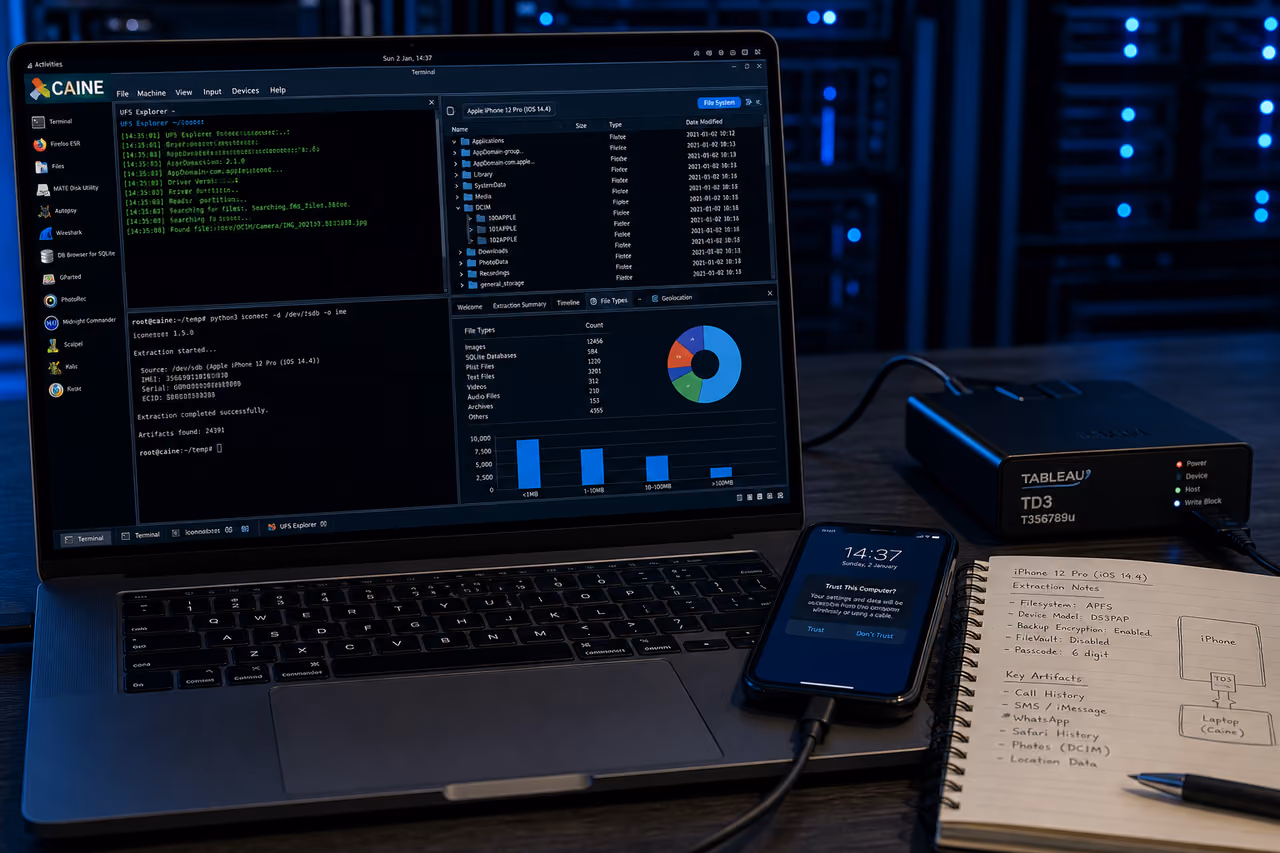 Digital Forensic Workstation Running a Mobile Forensics Linux Distro