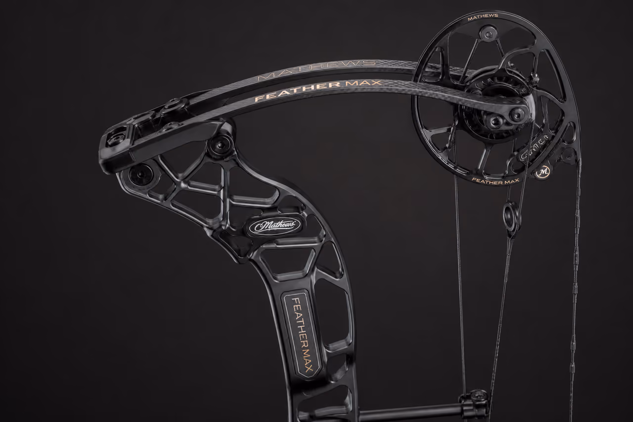 Mathews Feather Max Compound Bow in Studio Setting
