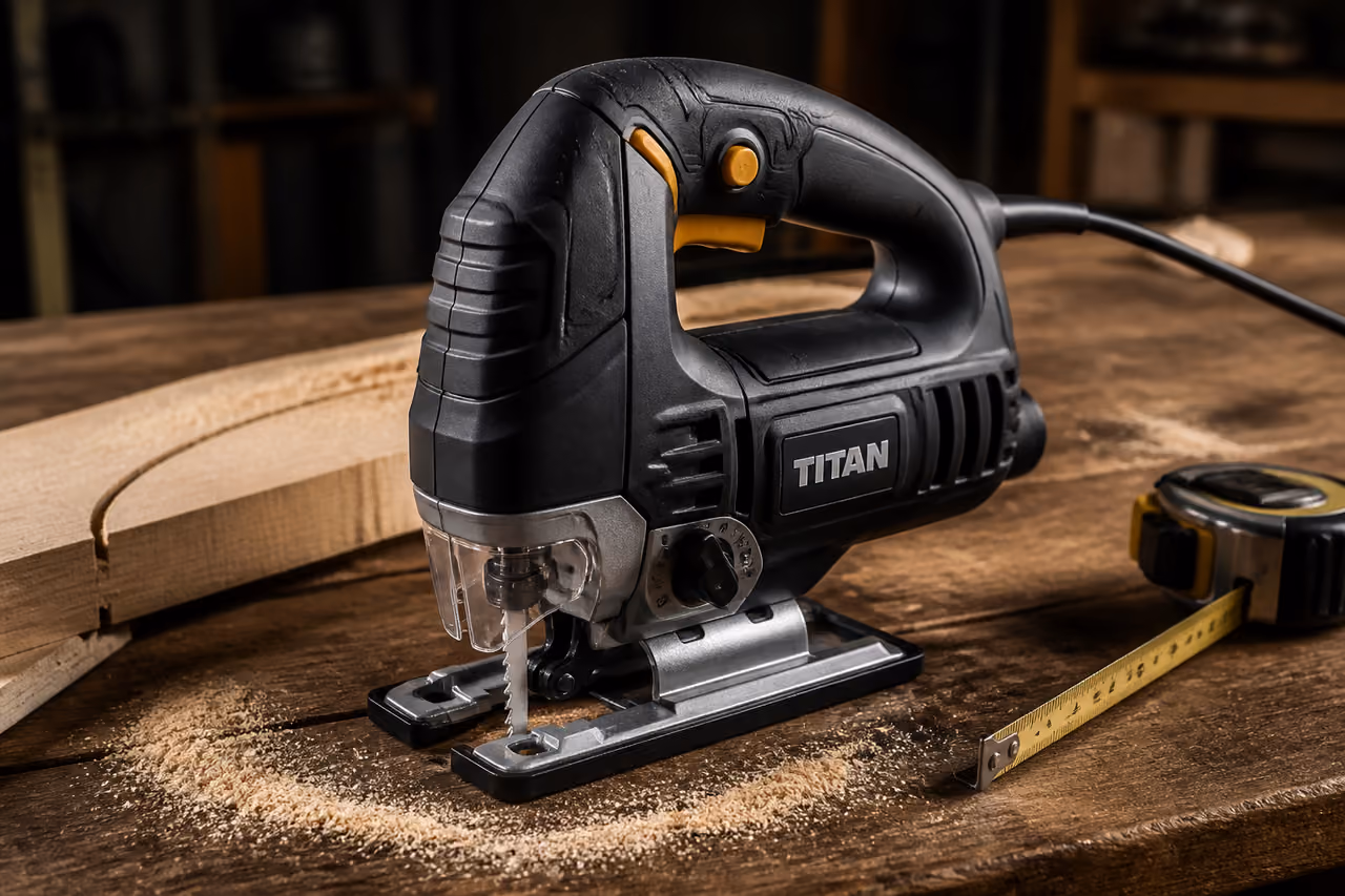 Electric D Handle Jigsaw on a Wooden Workbench