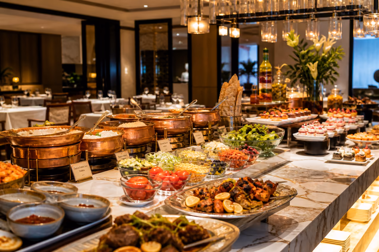 Lavish Lunch Buffet Spread in a Luxury Hotel Restaurant