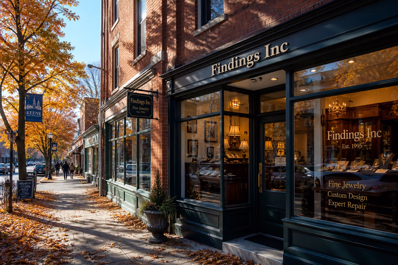 Storefront of Findings Inc in Keene Nh During Autumn