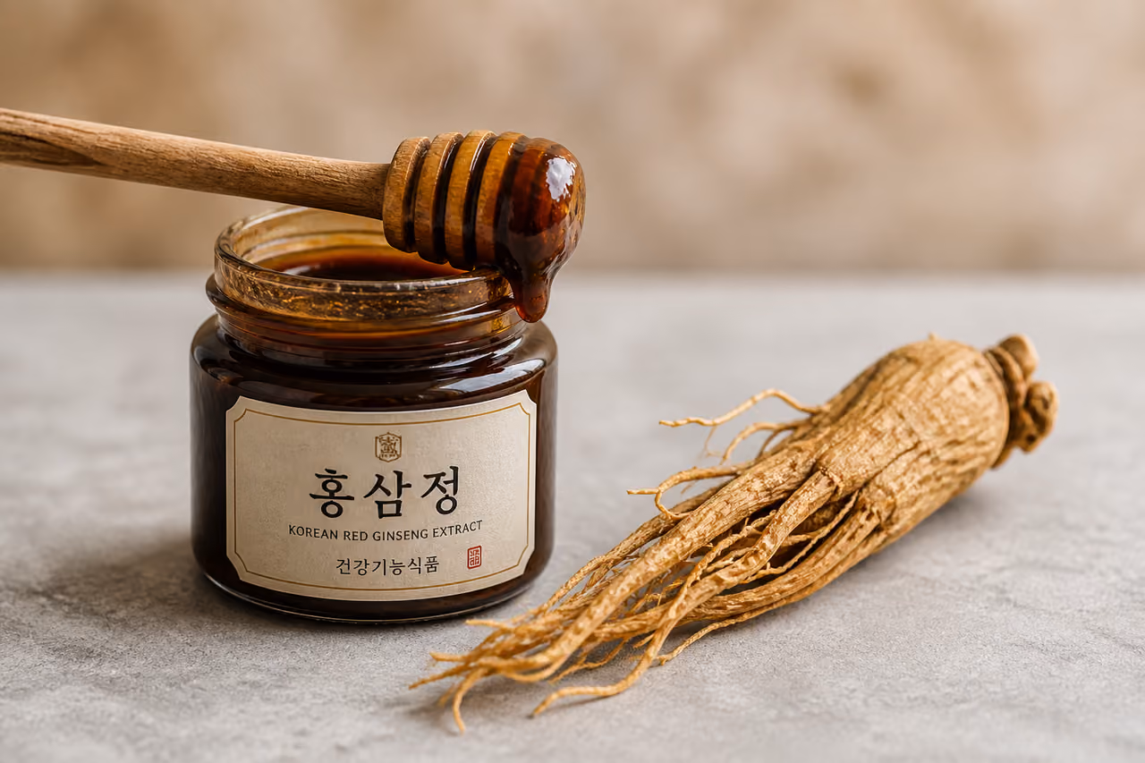 Korean Ginseng Paste in Glass Jar with Dried Root