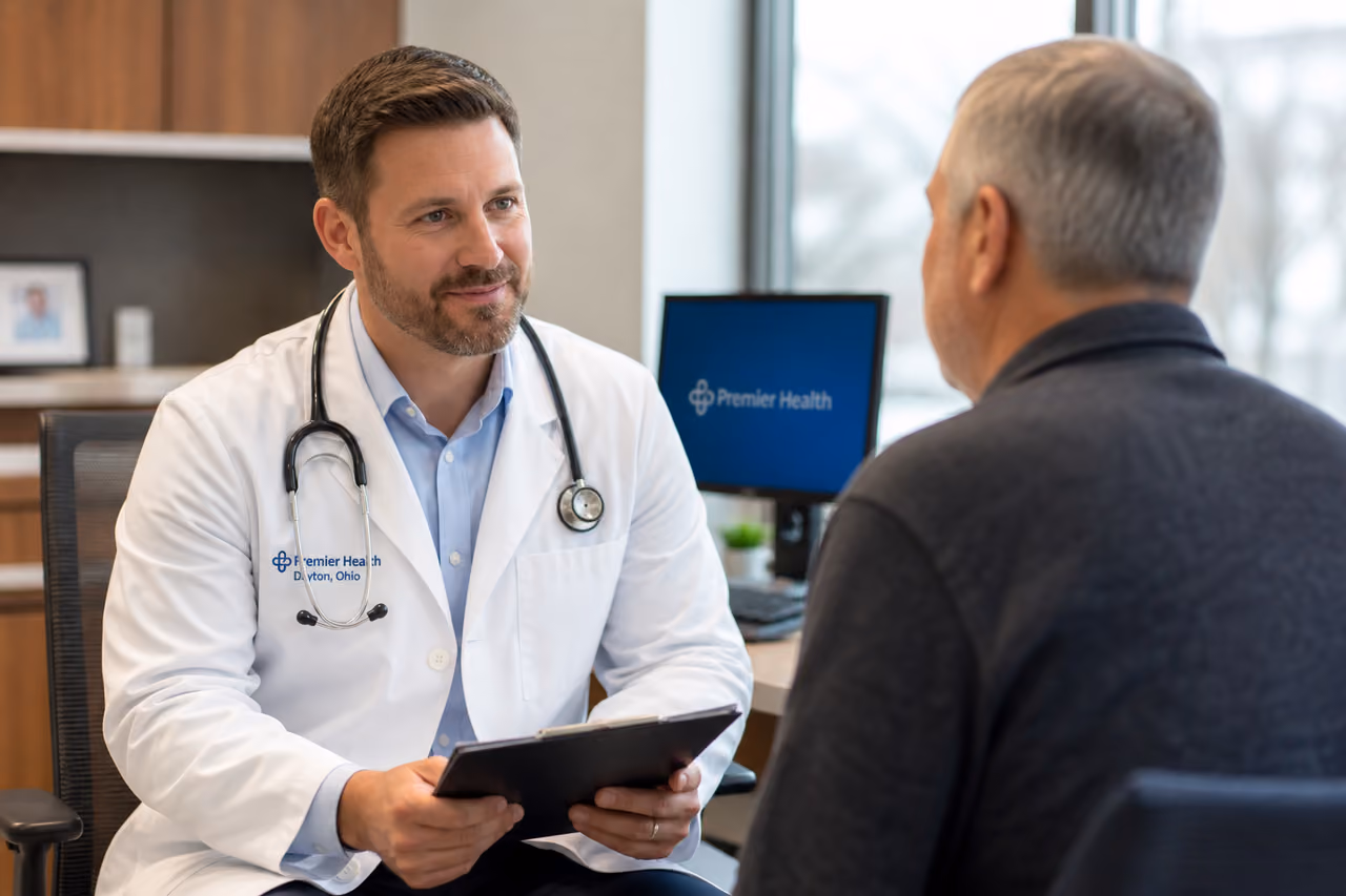 Doctor Consulting Patient in Modern Dayton Medical Office