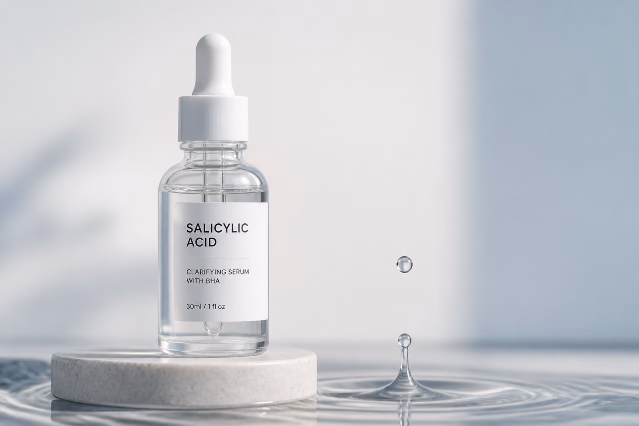 Salicylic Acid Serum in a Glass Dropper Bottle