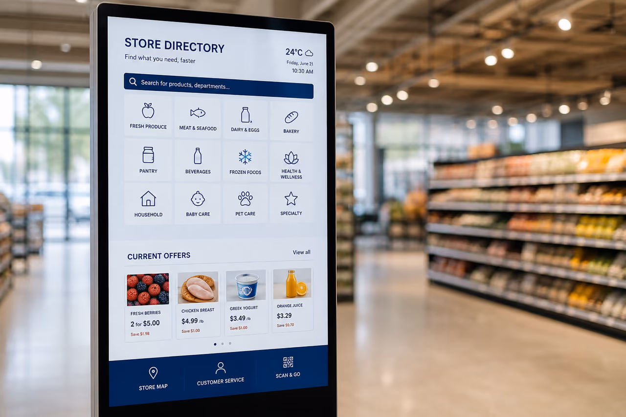 Digital Information Kiosk in a Modern Grocery Store