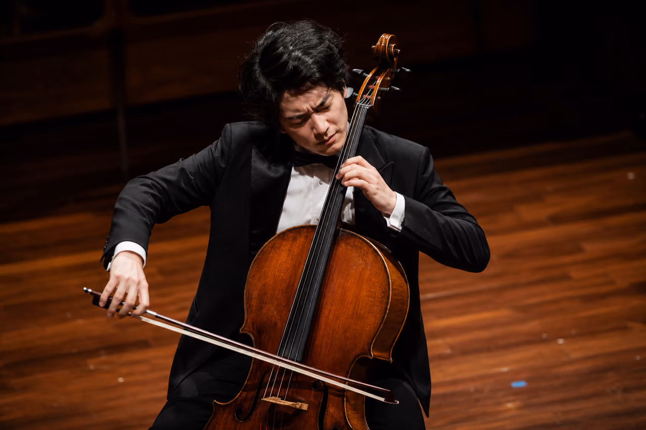 Cellist Performing During a Prestigious Cello Competition