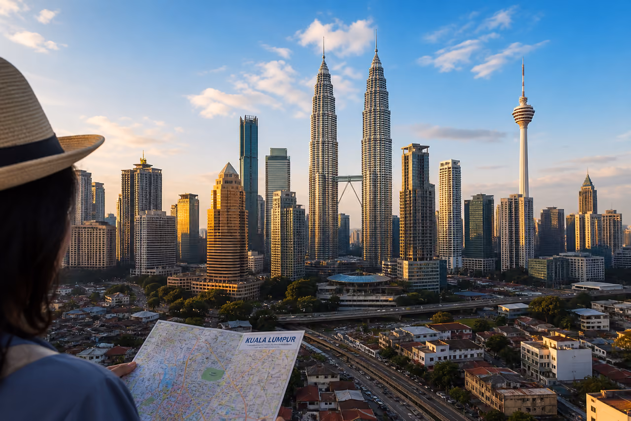 Petronas Twin Towers and Kl Tower During a City Tour