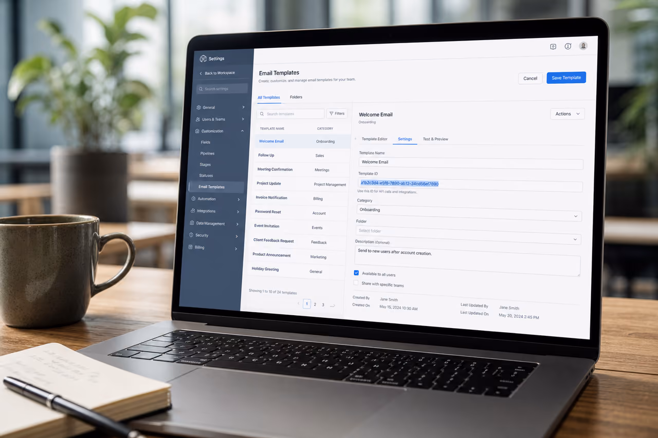 Laptop Displaying Email Template Id in Crm Software