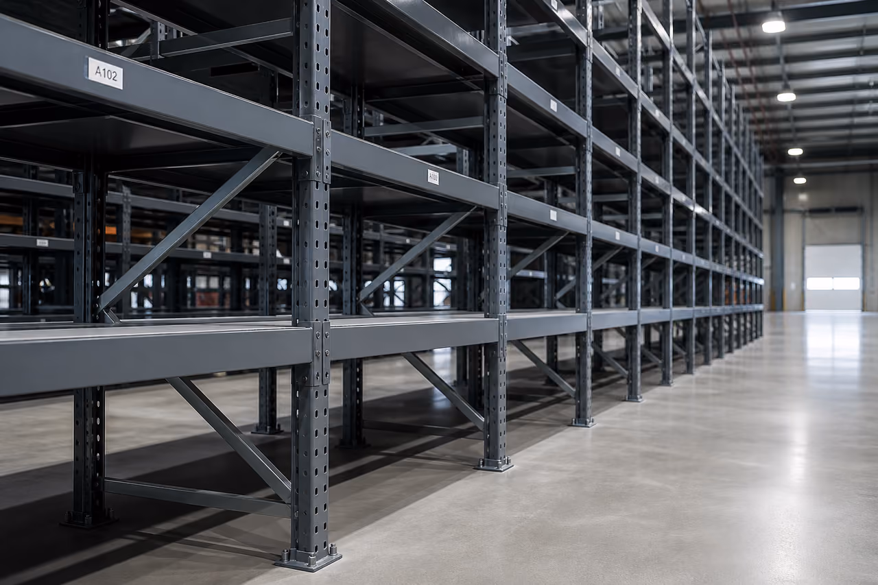 Industrial Steel Shelving Systems in a Modern Warehouse